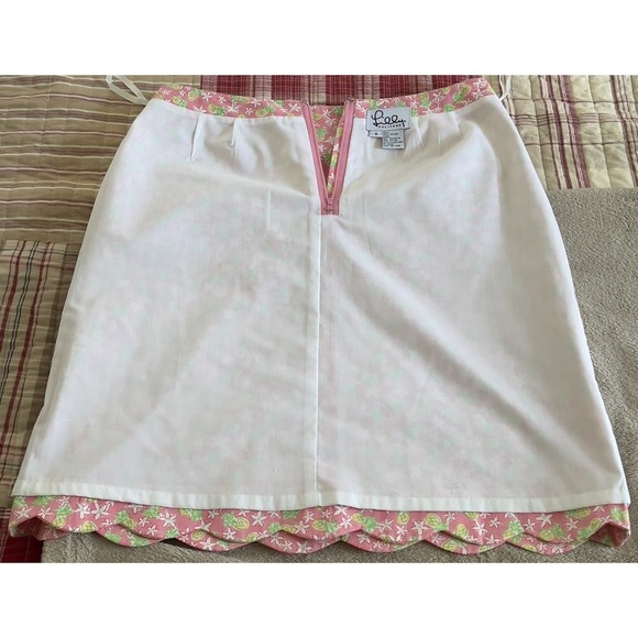 Vtg Lilly Pulitzer Women's Skirt Pink Floral Pineapple Scallop Hem Size 8 - Picture 5 of 8
